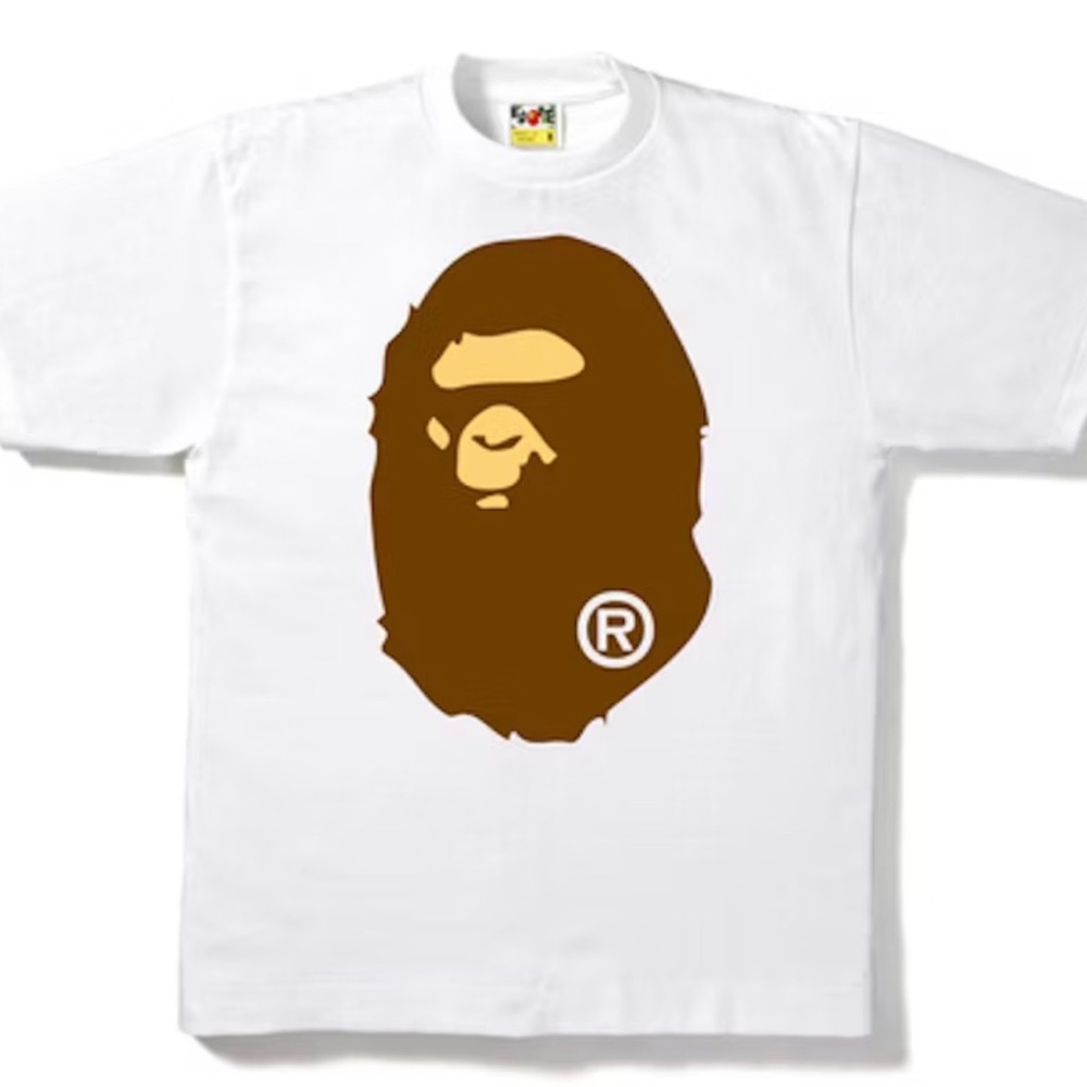 A Bathing Ape White T-Shirt with Brown Graphic